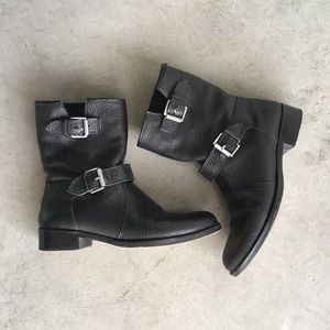 J. Crew Black Leather Biker Boots